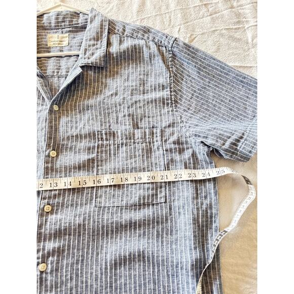 Mutual Weave Men’s Linen Blend Striped Button-Up Shirt XLT Blue Short Sleeve - Picture 4 of 7